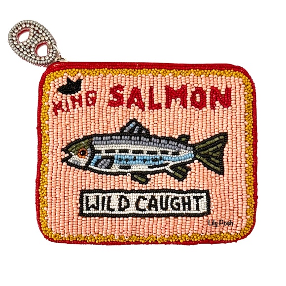 Lily Posh Handbags - Lily Posh Beaded Salmon Bag, Salmon in Tin Can Coin Pouch, Carnivore, Fish